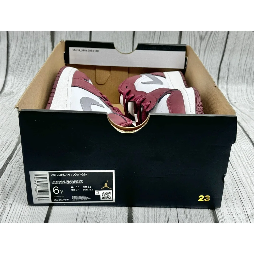 Nike Air Jordan 1 Low GS Cherrywood Red Size 6Y 553560‑615